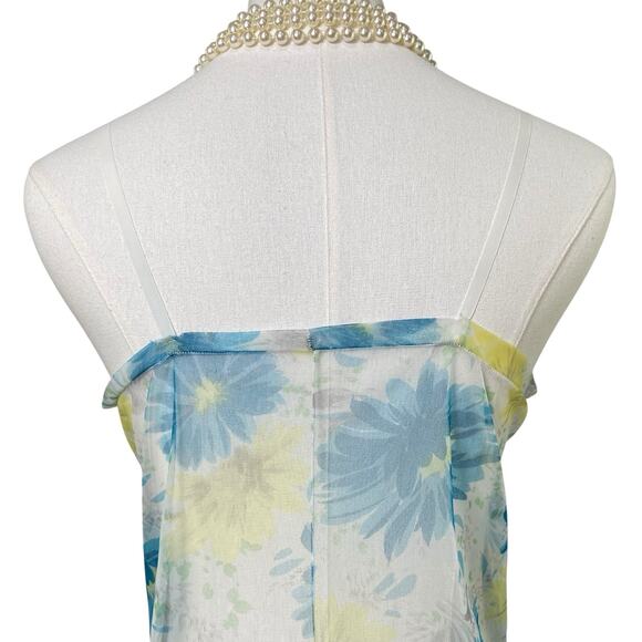 Vintage 60s Italy Blue Sheer Nylon Lacy Micro Mini Slip Dress Women's Size M - Picture 9 of 12